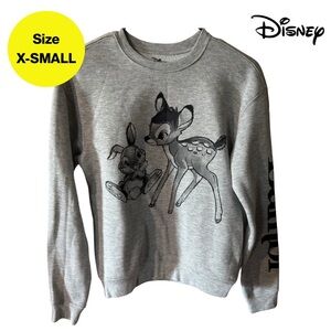NEW 🏰 Disney’s BAMBI Gray Crewneck Sweatshirt 🦌🐰 (Size X-Small)